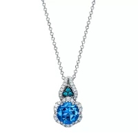 Le Vian® Grand Sample Sale™ Pendant featuring Ocean Blue Topaz™ Blue Diamonds 1/6 CTTW Vanilla Diamonds® set in 14K Vanilla Gold®