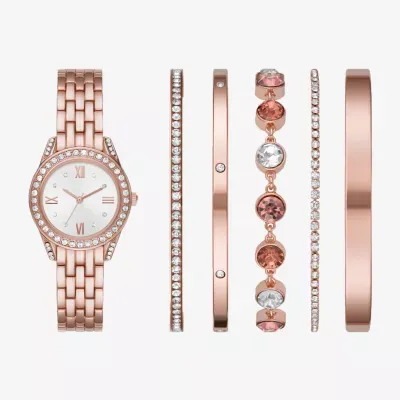Ladies Sets Womens Crystal Accent Rose Goldtone 6-pc. Watch Boxed Set Fmdjset313