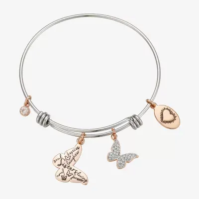 Footnotes Stainless Steel Butterfly Bangle Bracelet