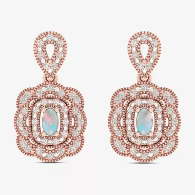 1/5 CT. T.W. Genuine White Opal 10K Gold Drop Earrings