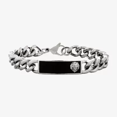 Lion Stainless Steel 8 1/2 Inch Solid Curb Id Bracelet