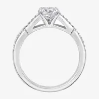 Diamonart Womens White Cubic Zirconia Sterling Silver Round Crossover Side Stone Promise Ring
