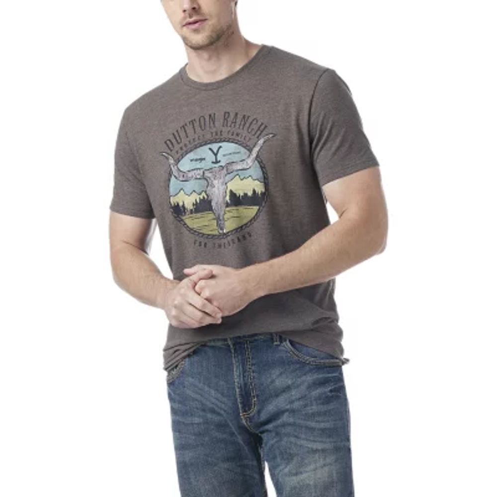 Wrangler Yellowstone Mens Crew Neck Short Sleeve Regular Fit Graphic  T-Shirt | Dulles Town Center