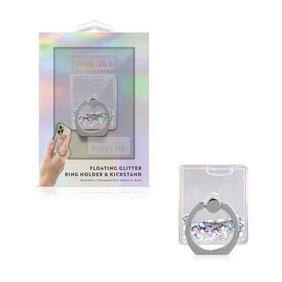 Pink Sky Floating Glitter Ring Holder & Kickstand