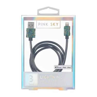 Pink Sky 3FT MFI Lightning Cable Charger With Stone Tips