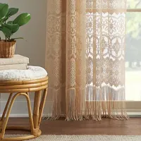 CHF Boho Lace Light-Filtering Rod Pocket Single Curtain Panel