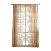 CHF Boho Lace Light-Filtering Rod Pocket Single Curtain Panel