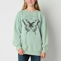 Juniors Butterly Oversized Womens Crew Neck Long Sleeve Sweatshirt