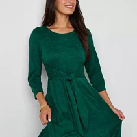 Robbie Bee Womens 3/4 Sleeve Midi Fit + Flare Dress