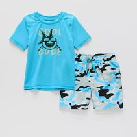 Okie Dokie Toddler & Little Boys Shark Rash Guard Set