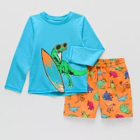 Okie Dokie Toddler & Little Boys Dino Rash Guard Set