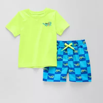 Okie Dokie Toddler & Little Boys Aligator Rash Guard Set