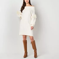 Frye and Co. Womens Long Sleeve Midi Sweater Dress