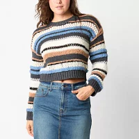 Ryegrass Womens Crew Neck Long Sleeve Striped Pullover Sweater