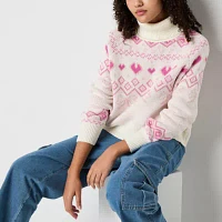 Forever 21 Juniors Fairisle Womens Turtleneck Long Sleeve Bows Pullover Sweater