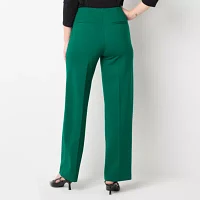 Liz Claiborne Womens Mid Rise Wide Leg Pull-On Pants