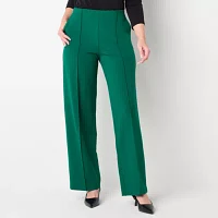 Liz Claiborne Womens Mid Rise Wide Leg Pull-On Pants