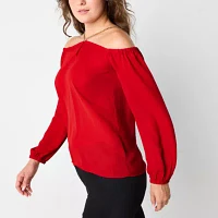 Bold Elements Womens Straight Neck Long Sleeve Blouse