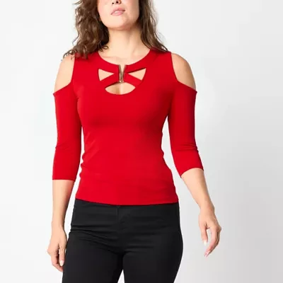 Bold Elements Womens V Neck 3/4 Sleeve Blouse
