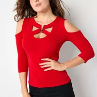 Bold Elements Womens V Neck 3/4 Sleeve Blouse