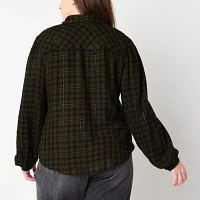 a.n.a Plaid Womens Long Sleeve Blouse