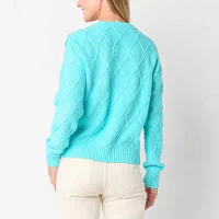 St. John's Bay Womens Crew Neck Long Sleeve Pullover Sweater