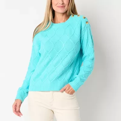 St. John's Bay Womens Crew Neck Long Sleeve Pullover Sweater