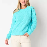 St. John's Bay Womens Crew Neck Long Sleeve Pullover Sweater