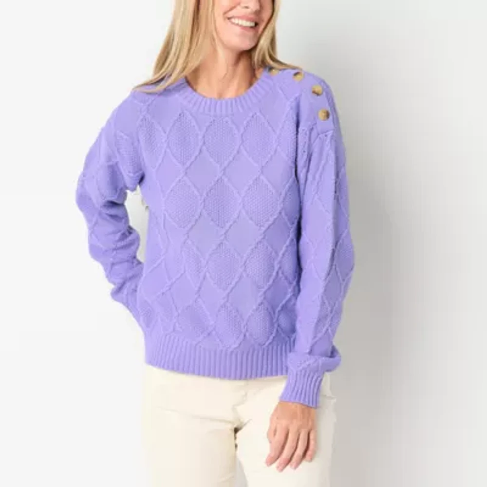 St. John's Bay Womens Crew Neck Long Sleeve Pullover Sweater