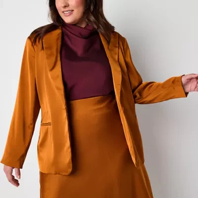 Worthington Plus Womens Regular Fit Satin Blazer