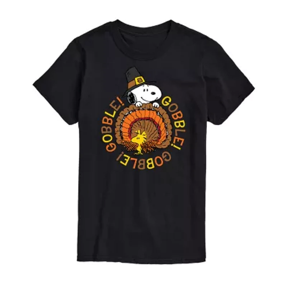 Juniors Snoopy And Woodstock Gobble Tee Womens Crew Neck Short Sleeve Peanuts Graphic T-Shirt