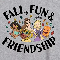 Juniors Fall Fun And Friendship Tee Womens Crew Neck Short Sleeve Princess Graphic T-Shirt