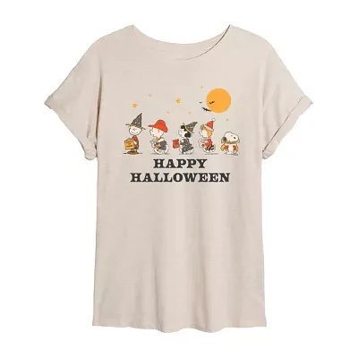 Juniors Happy Halloween Tee Womens Crew Neck Short Sleeve Peanuts Graphic T-Shirt