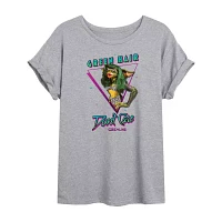 Juniors Gremlins Green Hair Don’T Care Tee Womens Crew Neck Short Sleeve Graphic T-Shirt