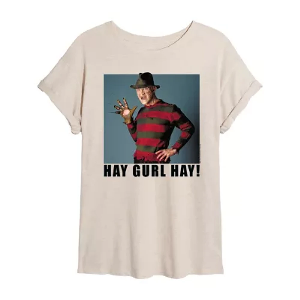 Juniors Freddy Krueger Hey Gurl Tee Womens Crew Neck Short Sleeve Graphic T-Shirt