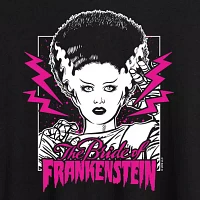 Juniors Frankenstein And Bride Heart Tee Womens Crew Neck Short Sleeve Graphic T-Shirt