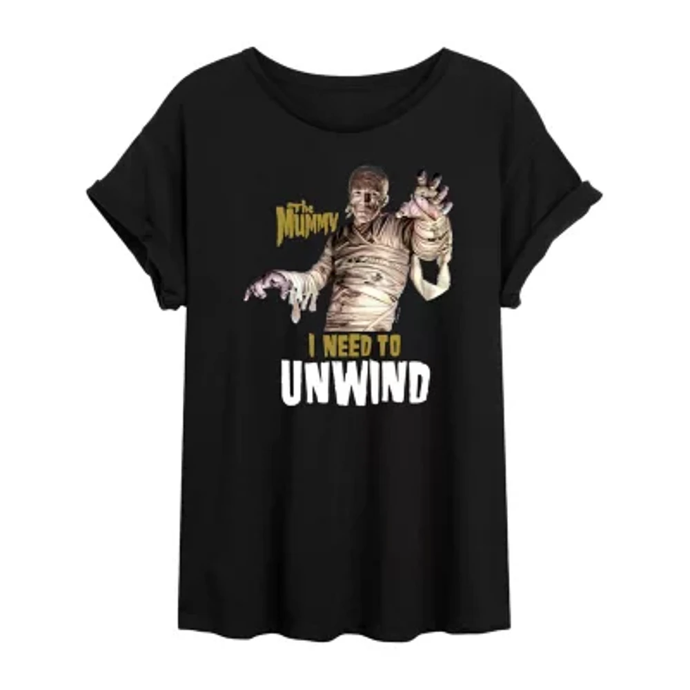 Juniors Mummy Unwind Tee Womens Crew Neck Short Sleeve Graphic T-Shirt