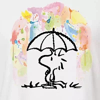 Juniors Umbrella Woodstock Cropped Tee Womens Crew Neck Long Sleeve Peanuts Graphic T-Shirt