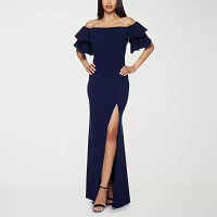 Premier Amour Off The Shoulder Womens Elbow Sleeve Evening Gown