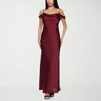 Premier Amour Cold Shoulder Womens Short Sleeve Evening Gown