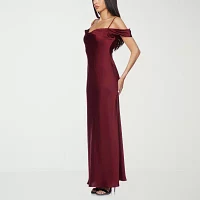 Premier Amour Cold Shoulder Womens Short Sleeve Evening Gown