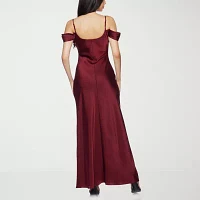 Premier Amour Cold Shoulder Womens Short Sleeve Evening Gown