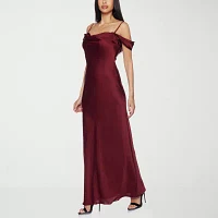 Premier Amour Cold Shoulder Womens Short Sleeve Evening Gown