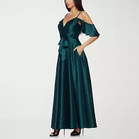 Premier Amour Cold Shoulder Womens Elbow Sleeve Evening Gown