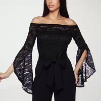 Premier Amour Off The Shoulder Womens 3/4 Sleeve Jumpsuit