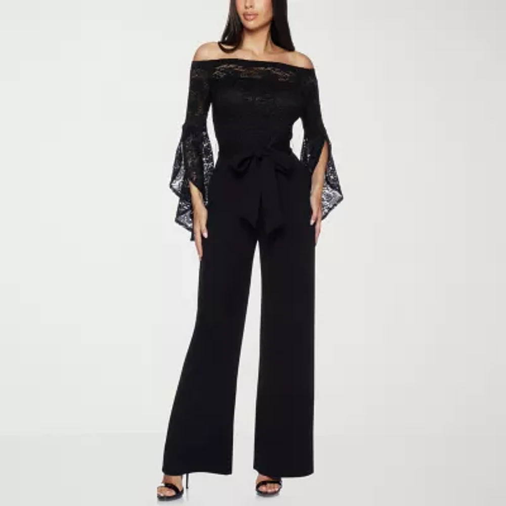 Premier Amour Off The Shoulder Womens 3/4 Sleeve Jumpsuit