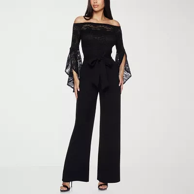 Premier Amour Off The Shoulder Womens 3/4 Sleeve Jumpsuit