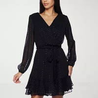 Premier Amour Womens Long Sleeve Fit + Flare Dress