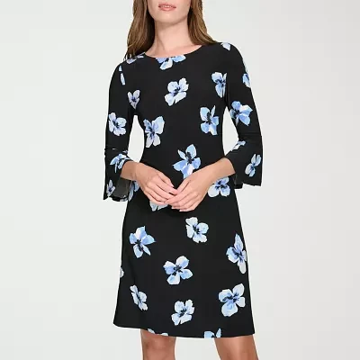 Marc New York Womens 3/4 Sleeve Floral Shift Dress