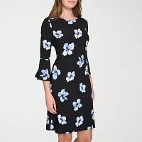 Marc New York Womens 3/4 Sleeve Floral Shift Dress